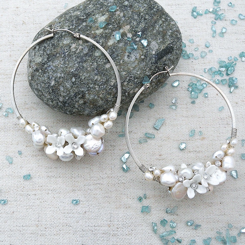 Large hoop earrings with on sale pearls